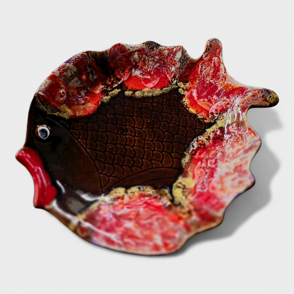 Plat poisson en céramique de Vallauris décor Monaco - Circa 1960