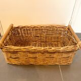 Vintage rectangular wicker and wood