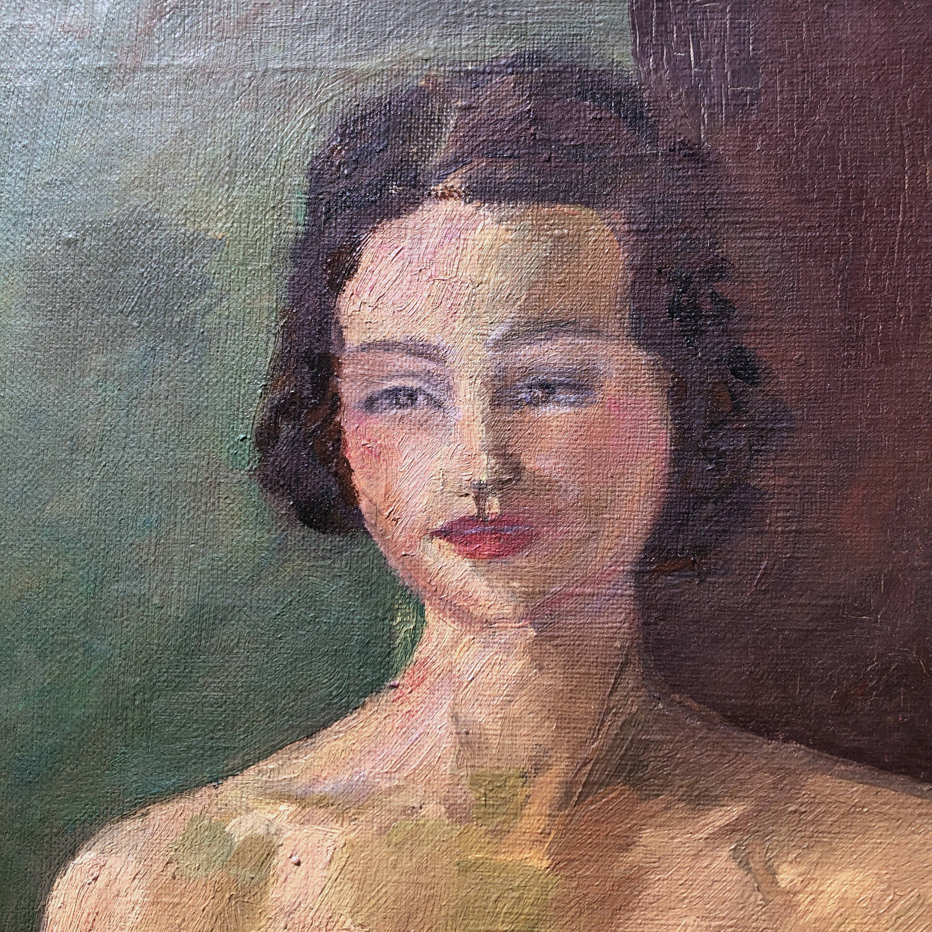 Female nude painting, oil on canvas