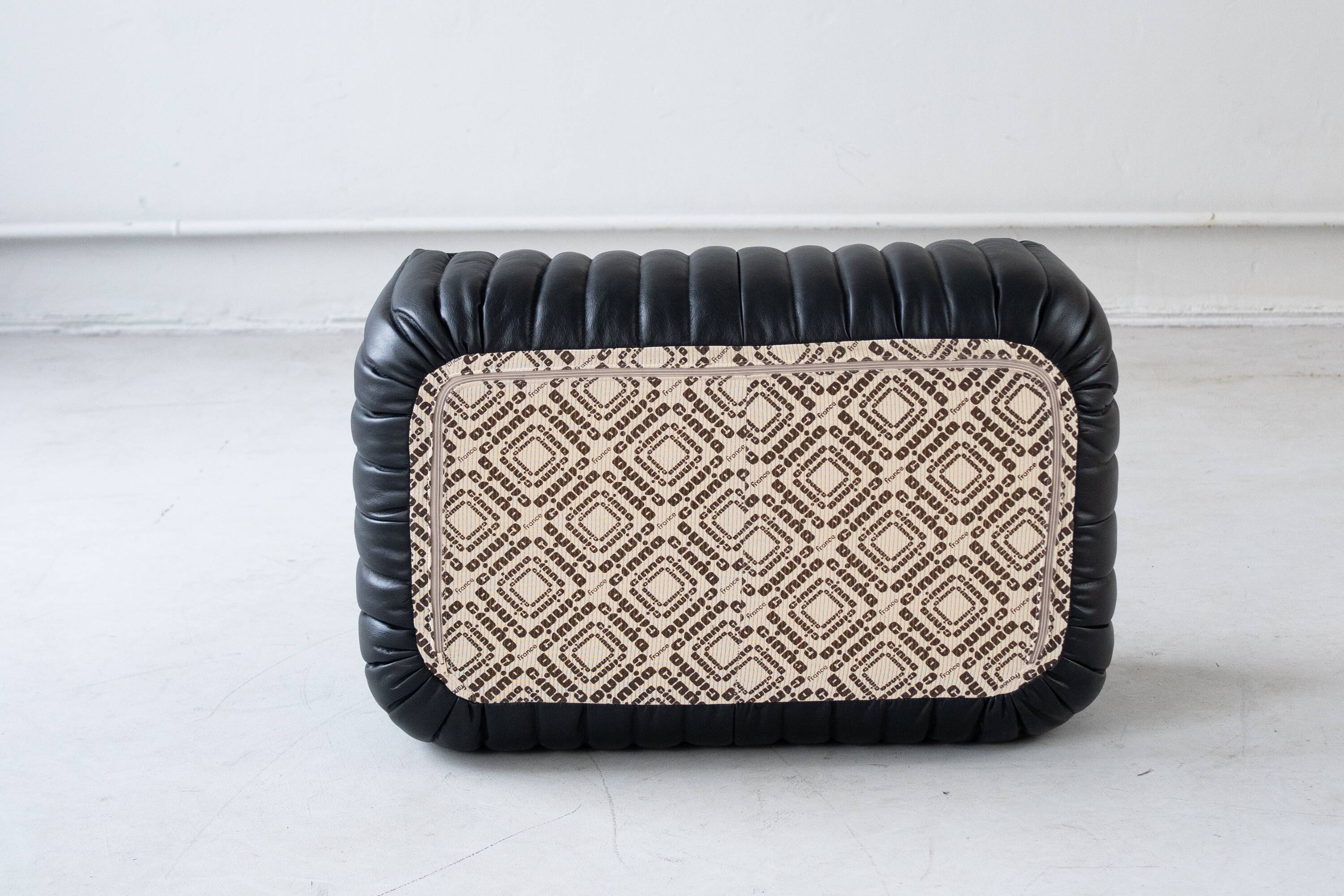 Canapé Sandra en Cuir Noir par Annie Hieronimus pour Ligne Roset, 1973, Set de 6
