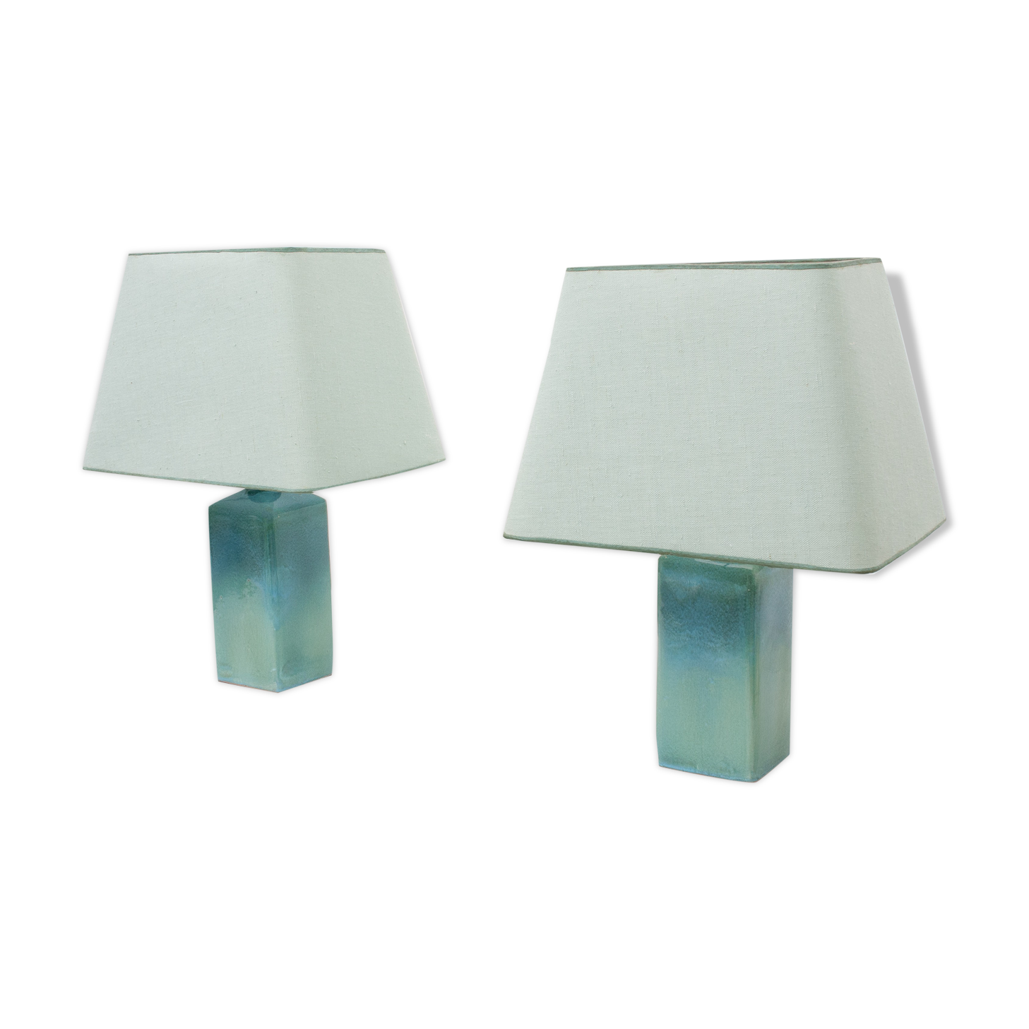 Turquoise ceramic table lamps, 1970s
