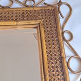 Rattan and cane mirror