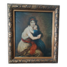 Peinture antique portrait de famille "Lebrun", XIXème siècle