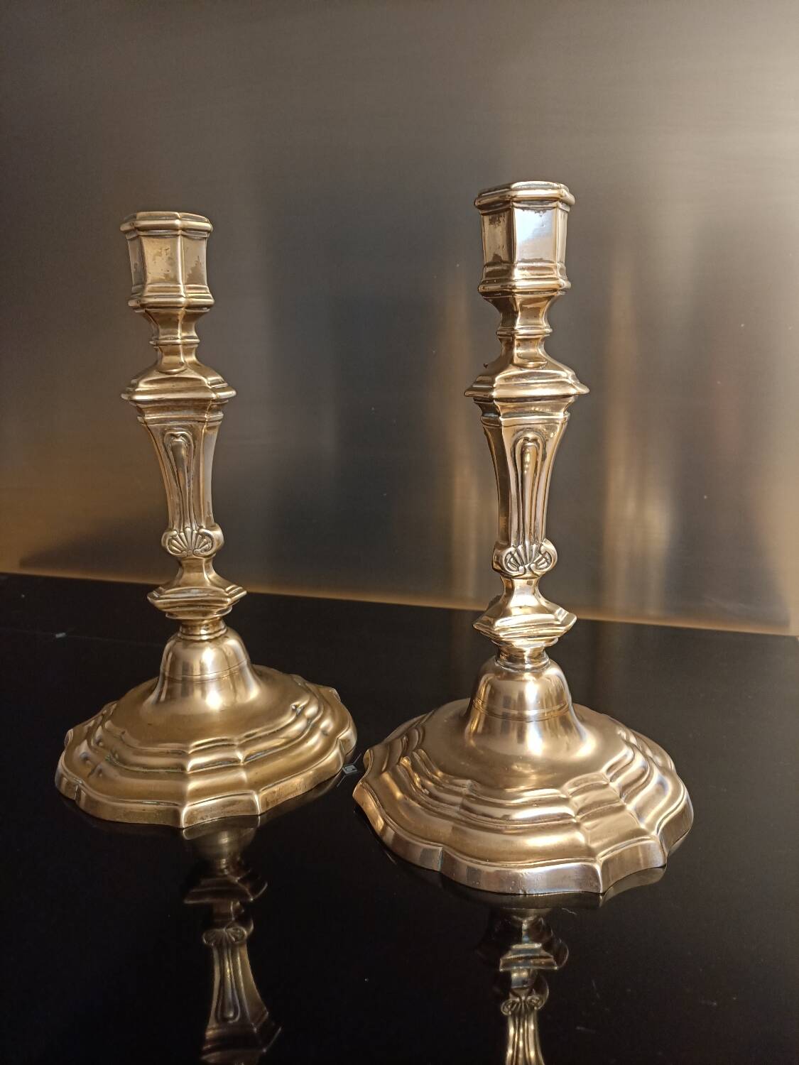 Regency candle holders in gilded bronze