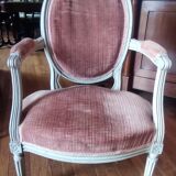 Pair of Louis XVI style medallion armchairs