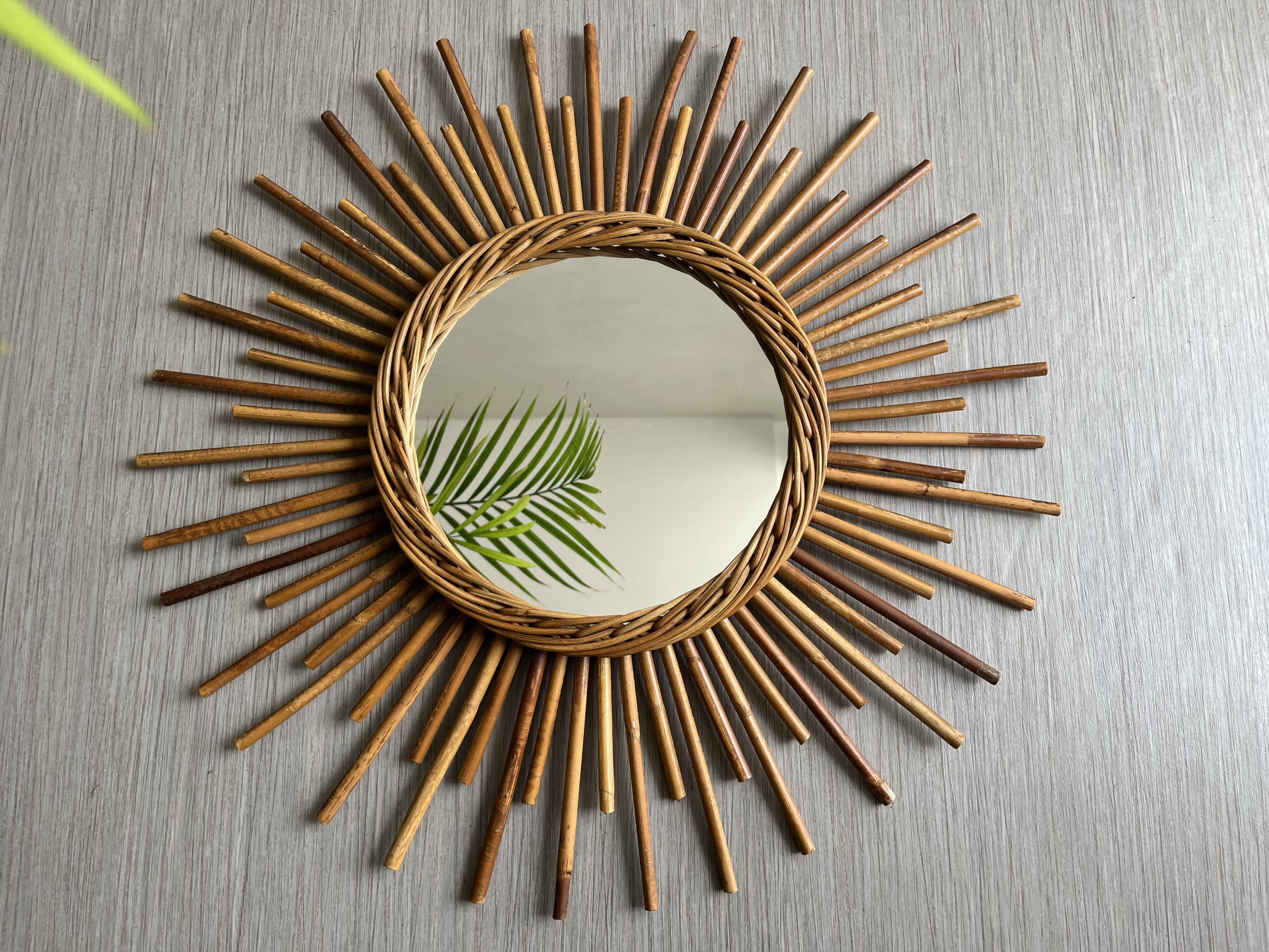 Rattan sun mirror