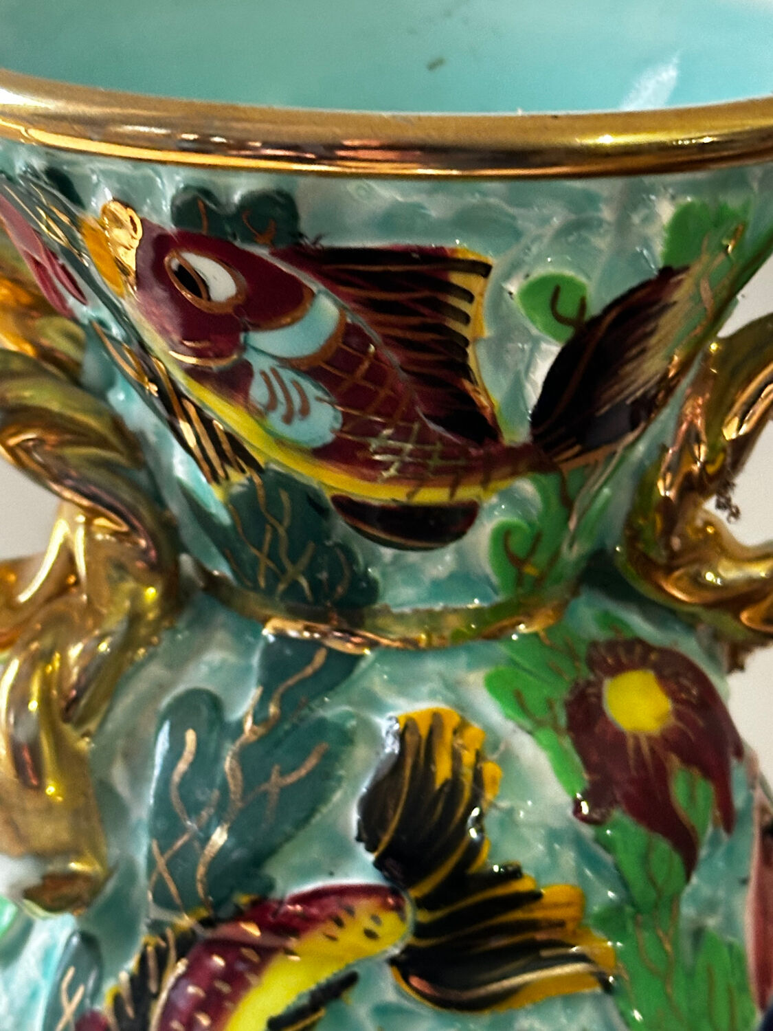 Cerdazur Monaco vase in ceramic with fish decoration