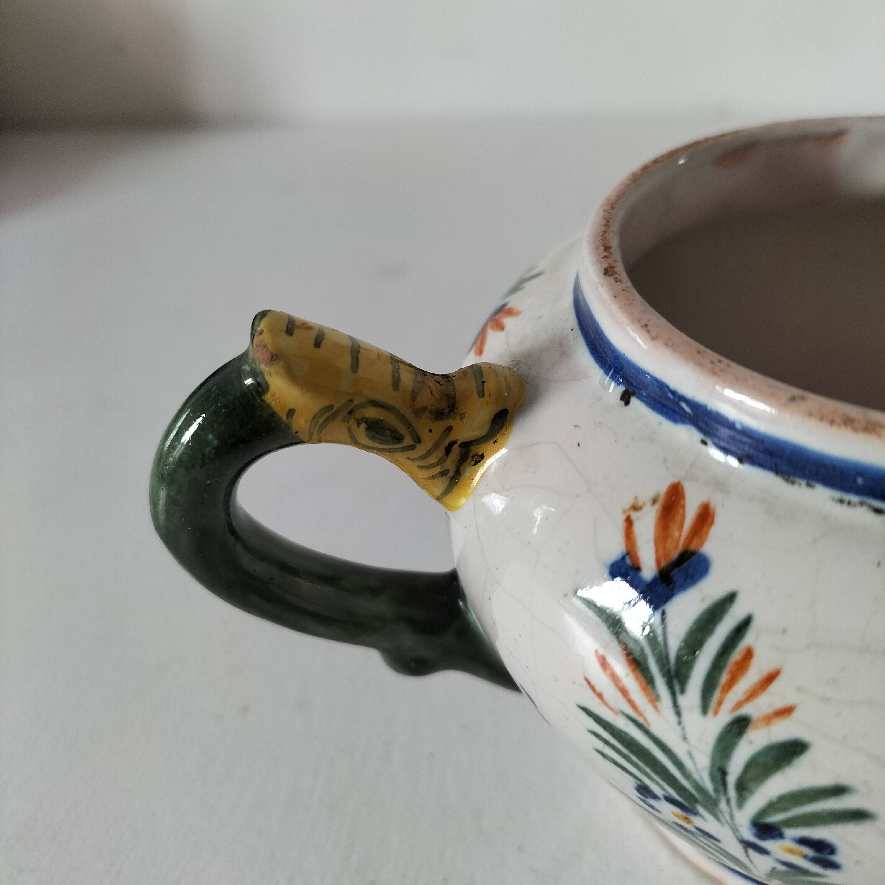 Small pot with dragon handles HENRIOT Quimper