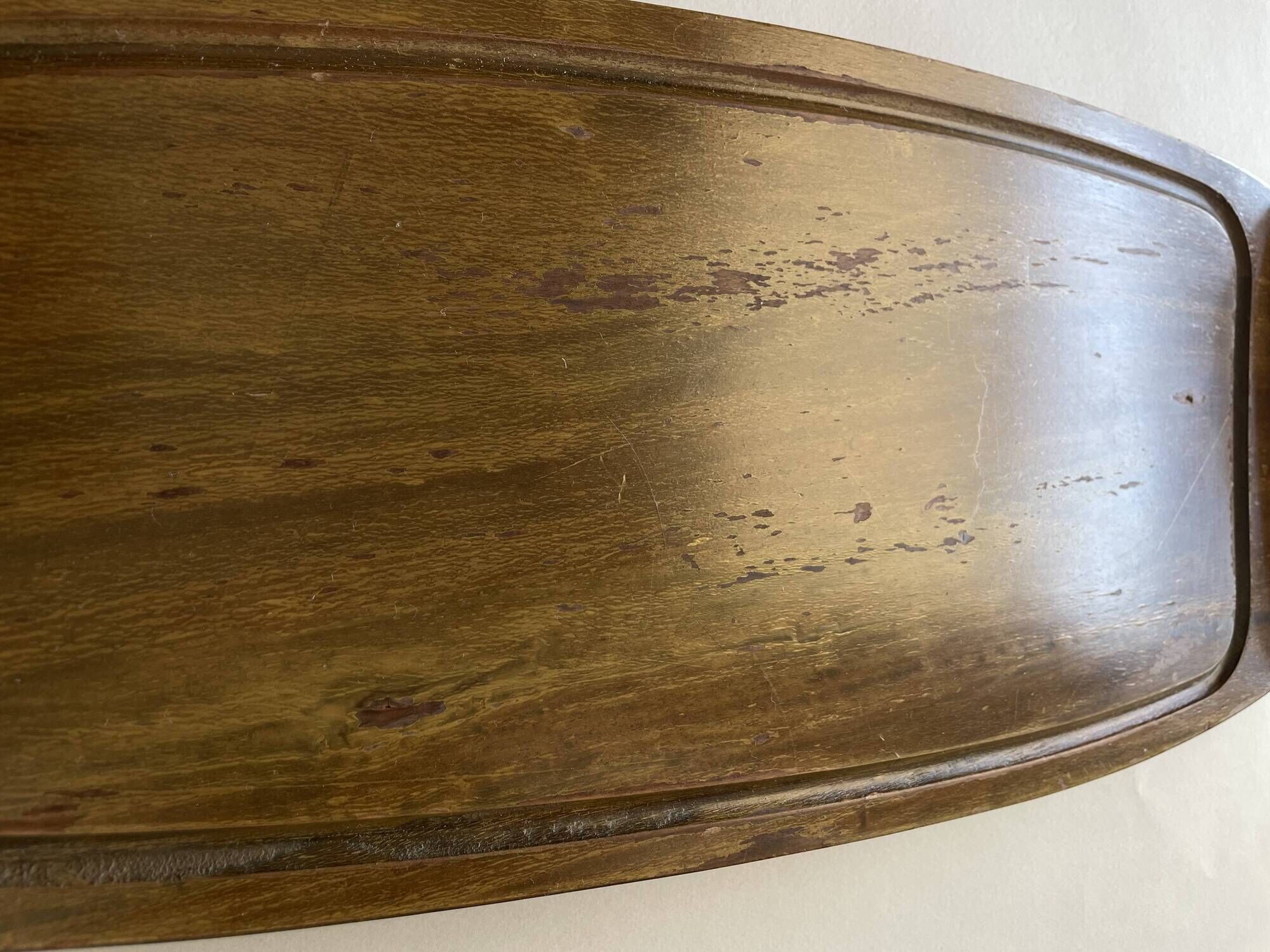 Large wooden and silver-plated fish board, 90 cm