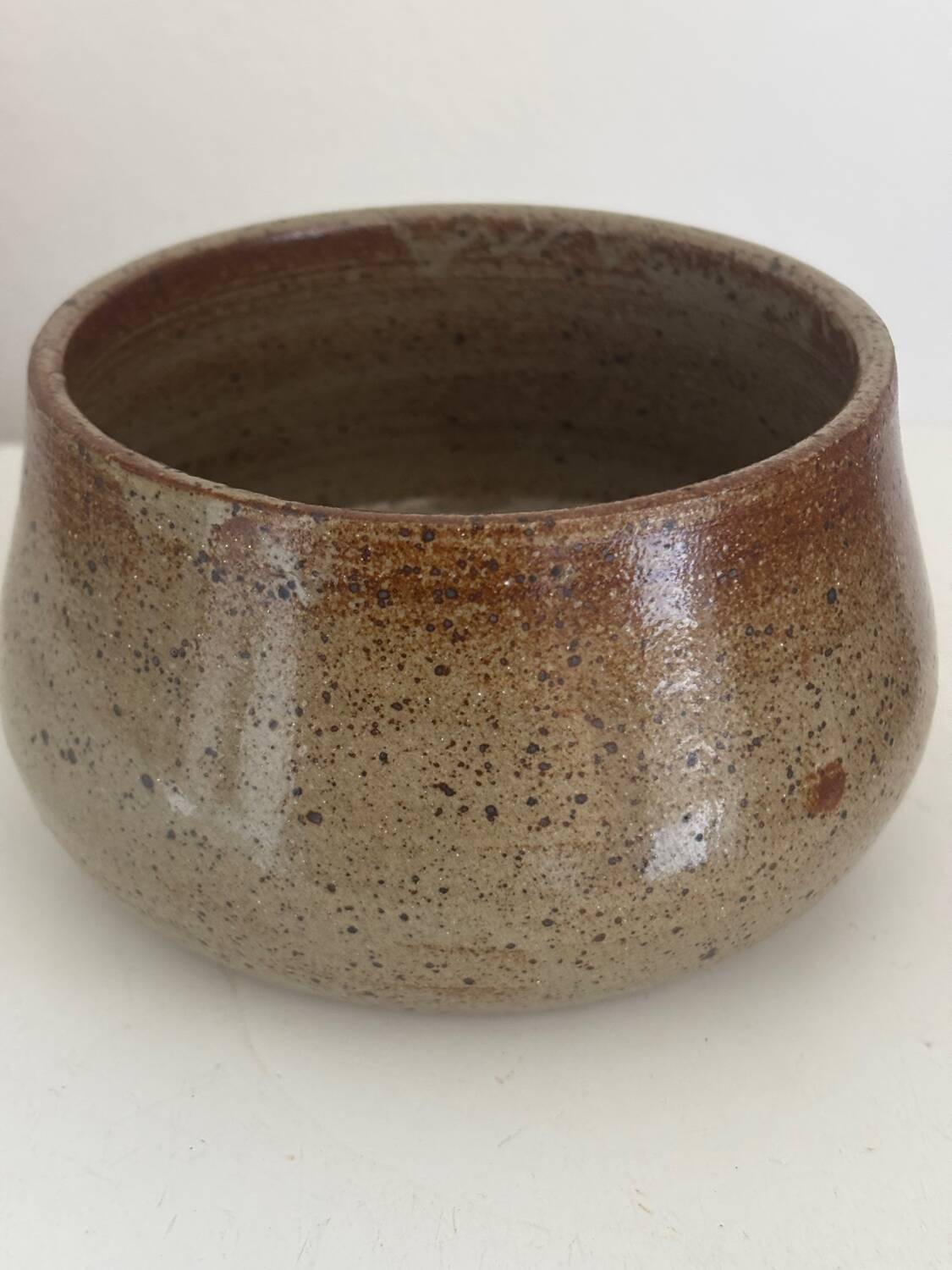 Glazed pottery water butter dish
