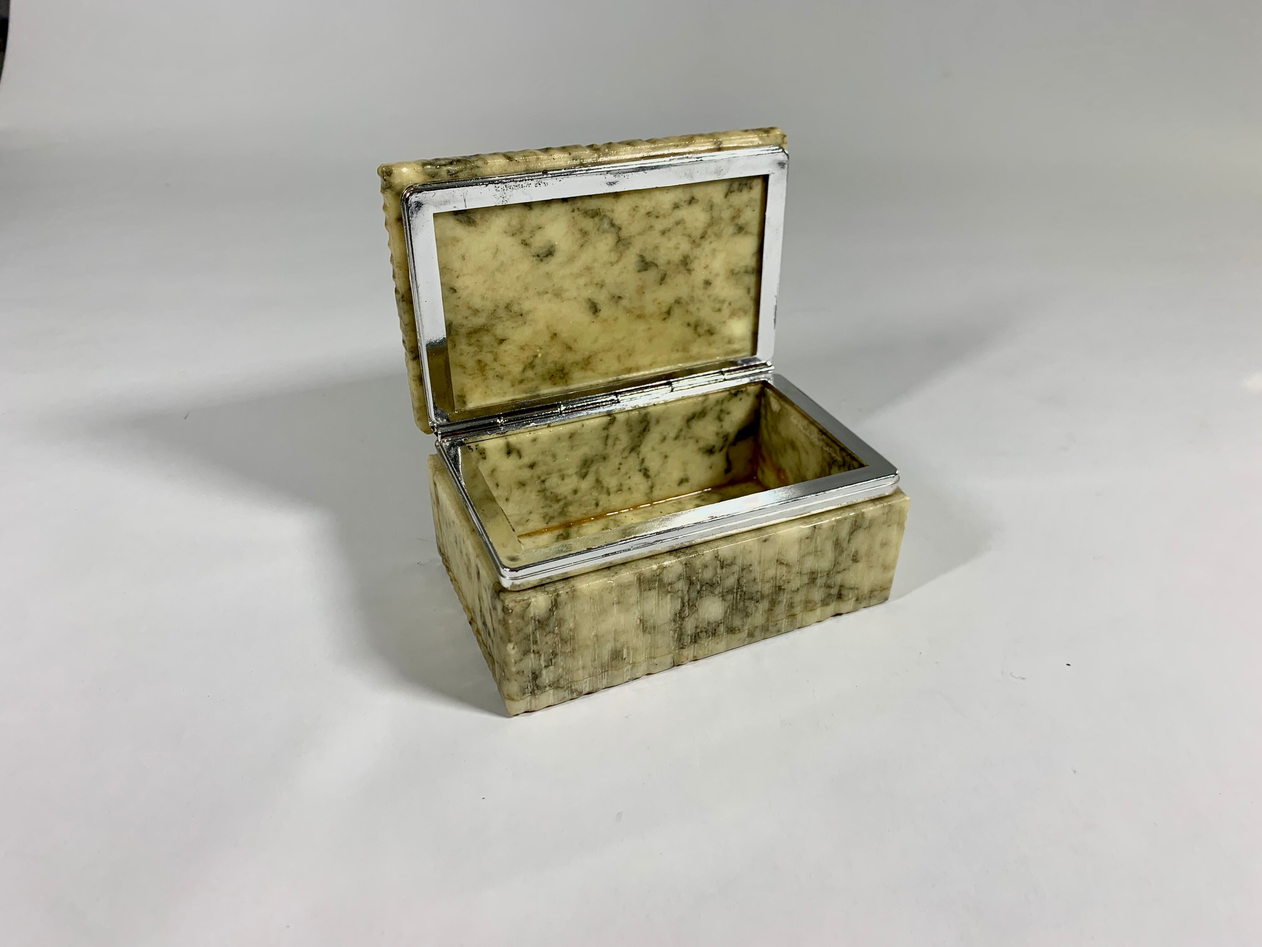 Vintage granite jewelry box with green veins