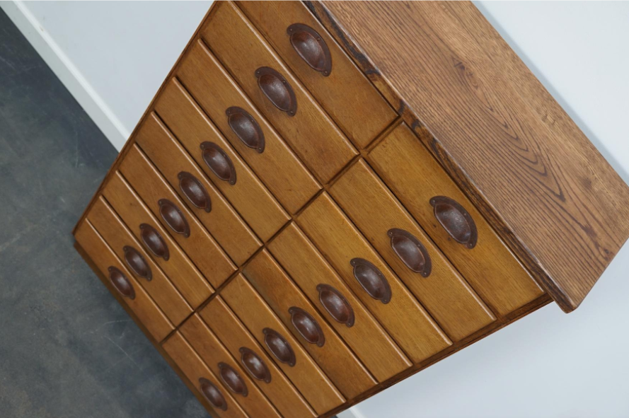 German apothecary's cabinet in oak mid-twentieth century