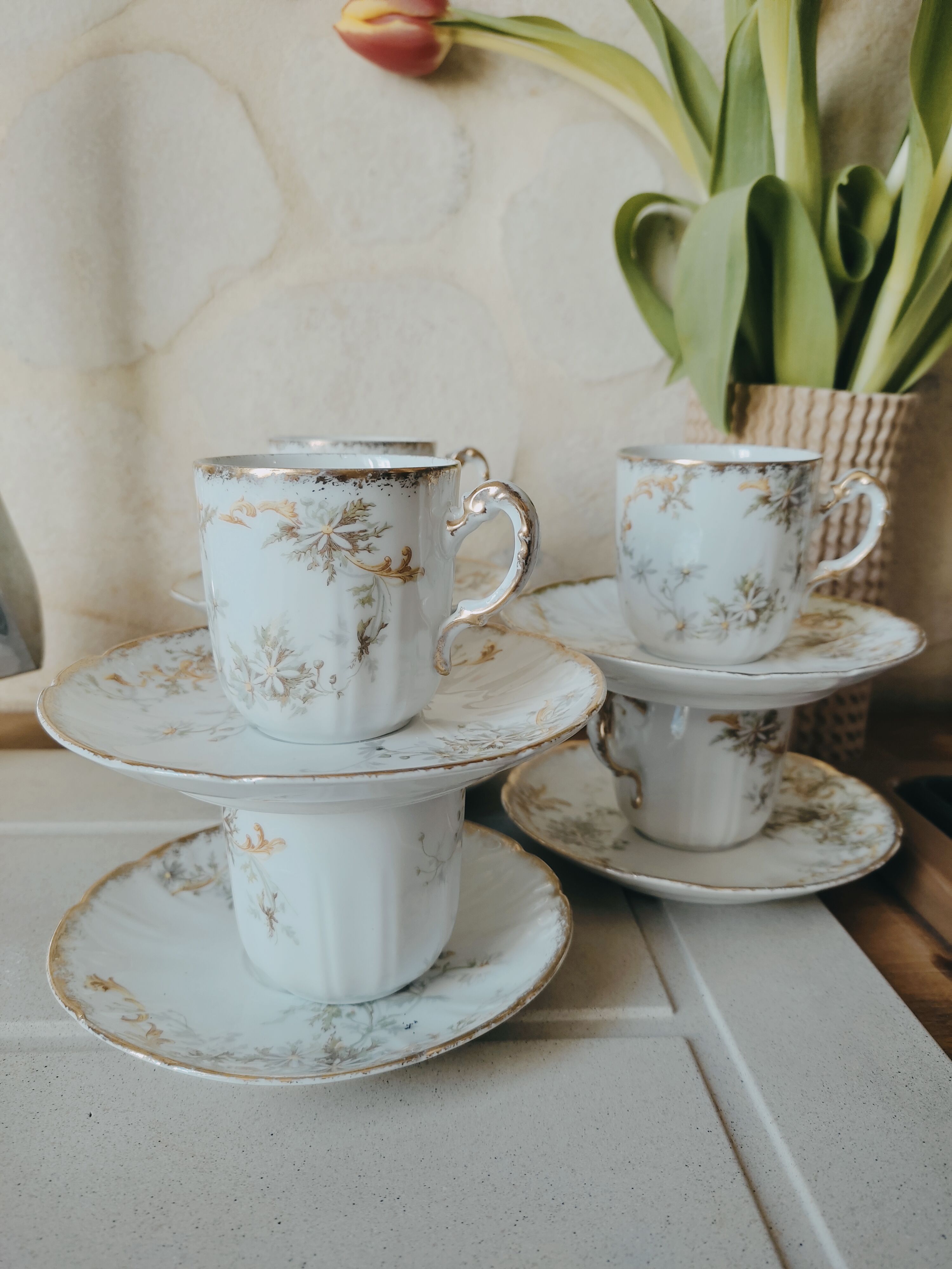 6 fine porcelain coffee cups