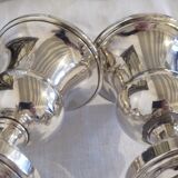 Pair of silver metal candle holders