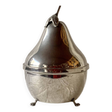 Chromed metal pear - 1 carafe and 6 amber crystal glasses - liquor cellar