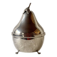 Chromed metal pear - 1 carafe and 6 amber crystal glasses - liquor cellar