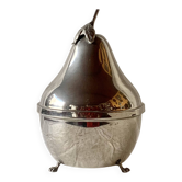 Chromed metal pear - 1 carafe and 6 amber crystal glasses - liquor cellar
