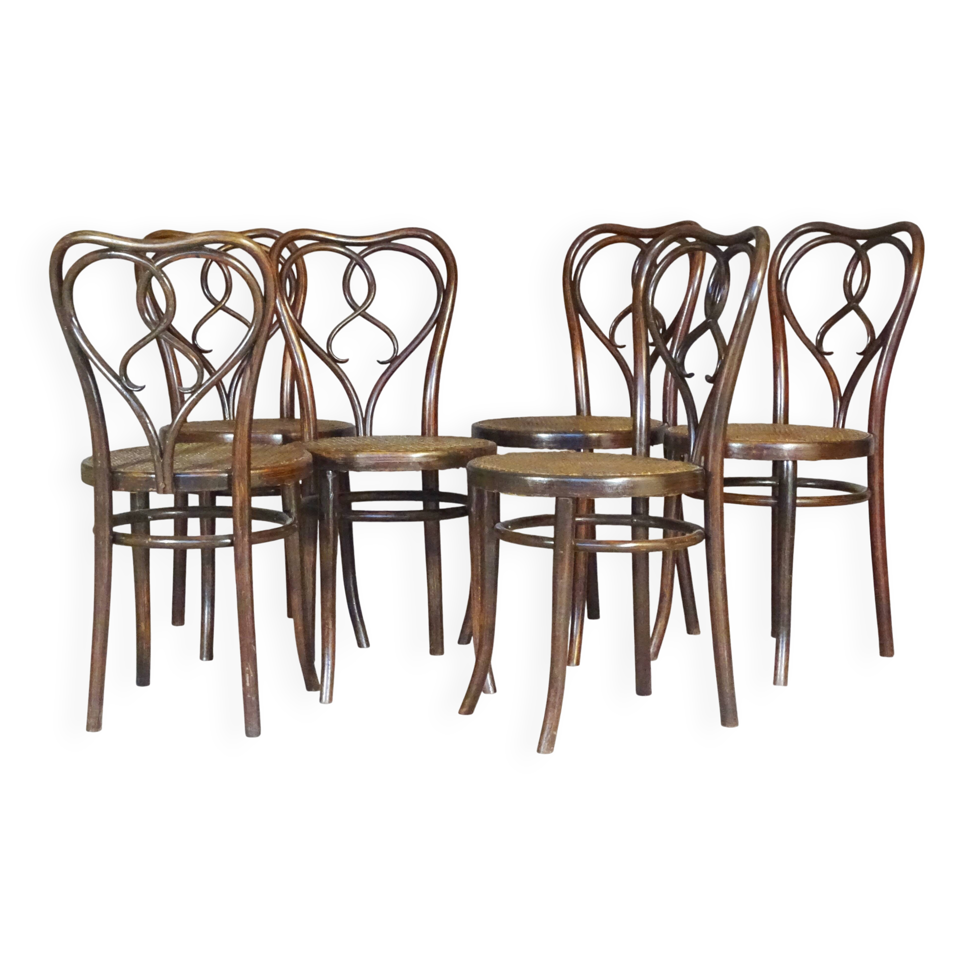 Set of six Thonet N°561 Art Nouveau dining chairs, 1925