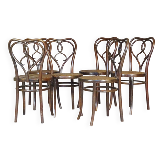 Set of six Thonet N°561 Art Nouveau dining chairs, 1925