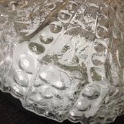 Plafonnier rond en verre bullé  / vintage années 60-70
