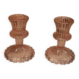 Pair of glass candlesticks