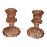 Paire de bougeoirs en verre