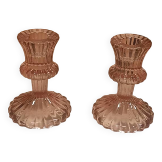 Pair of glass candlesticks