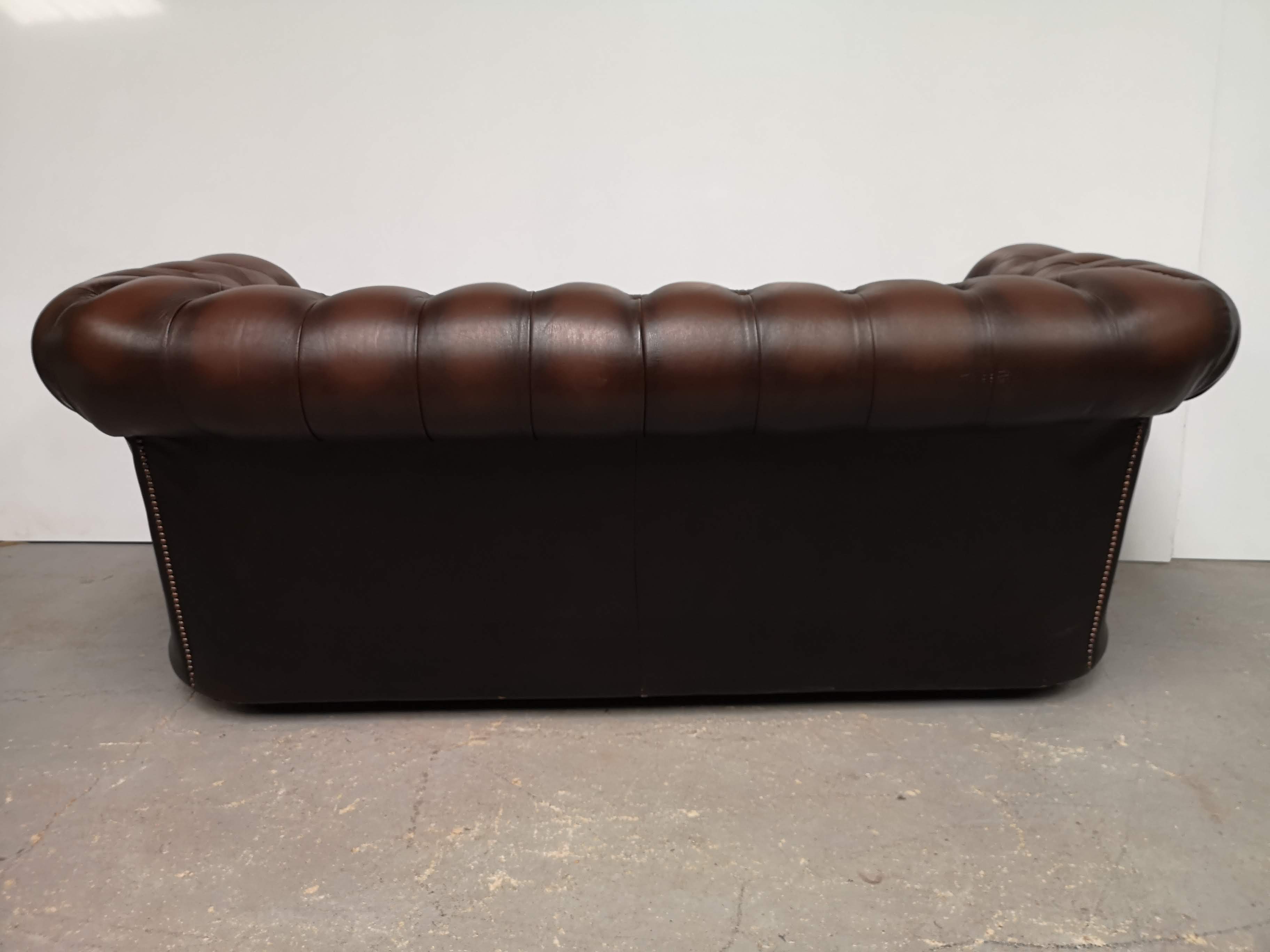 Vintage brown leather chesterfield sofa