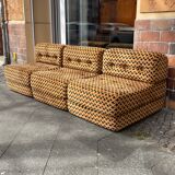 Sofa with 3 modules convertible into a bed of the 70s