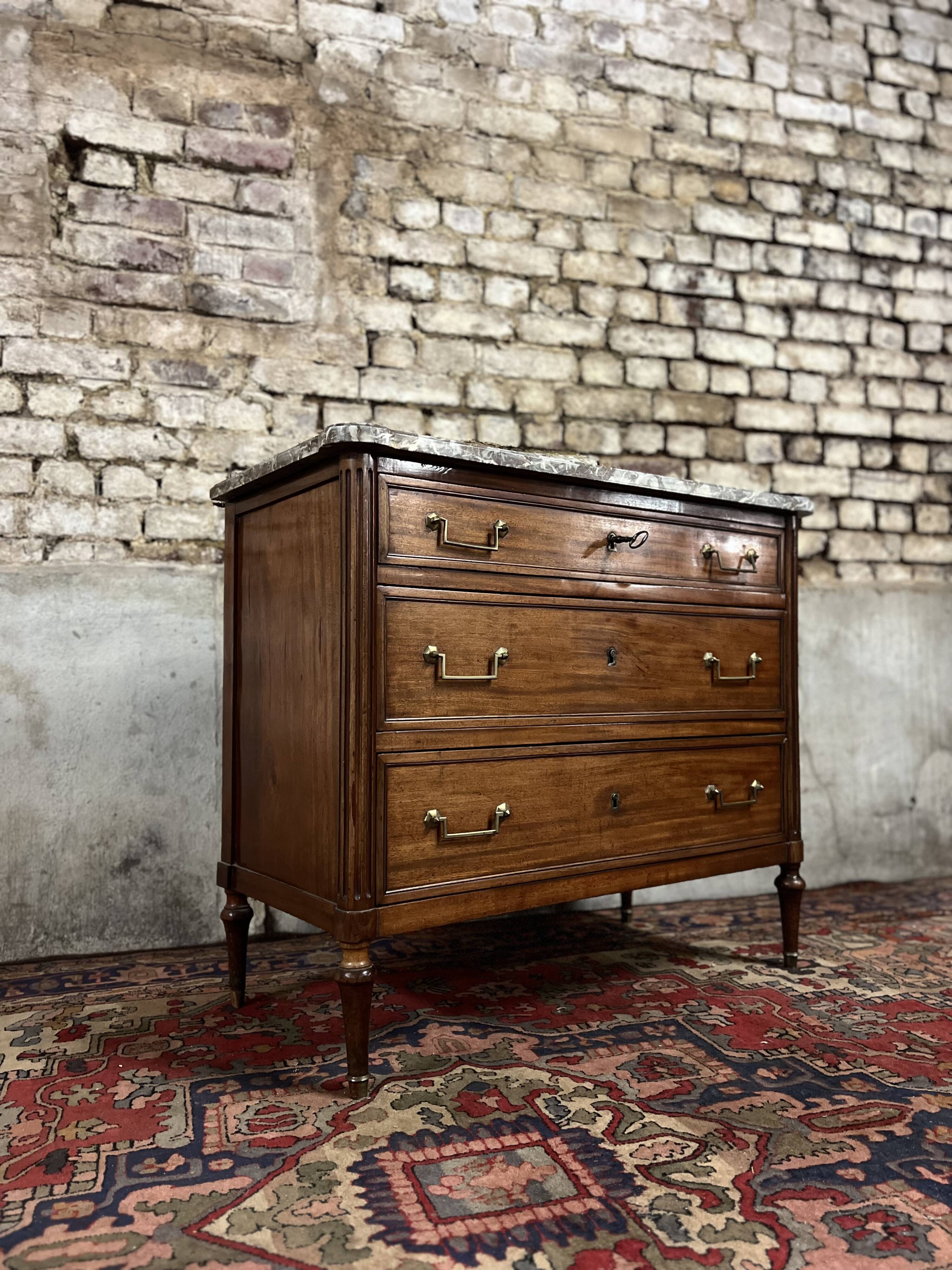 Mahogany Commode From Louis XVI XVIII Eme Century