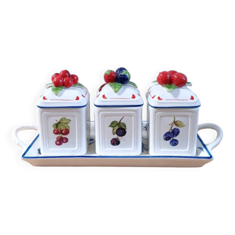 Villeroy & Boch Cottage Charm Jam Jar Set – 3 Ceramic Jars with Tray