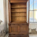 Old XL Napoleonic oak glass bookcase, 19th century