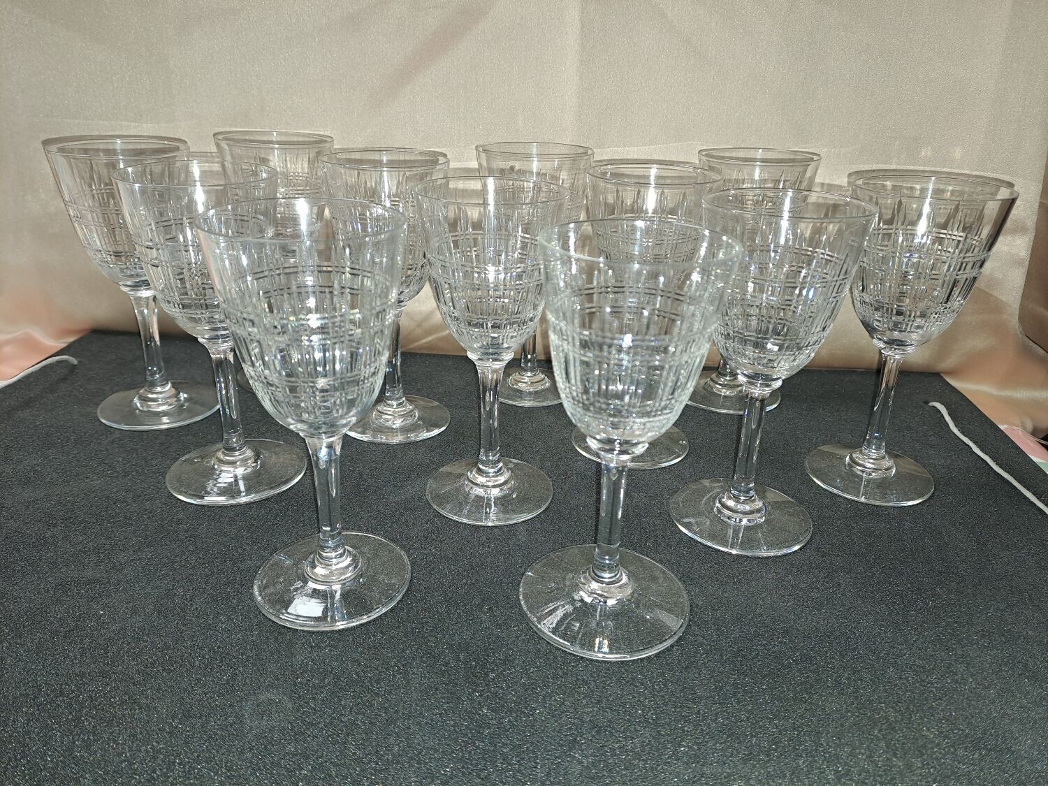 Set of 12 wine glasses, Baccarat, Cavour model, Year 1916