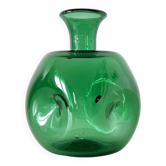 Vase en verre soufflé vert italien Empoli 1950