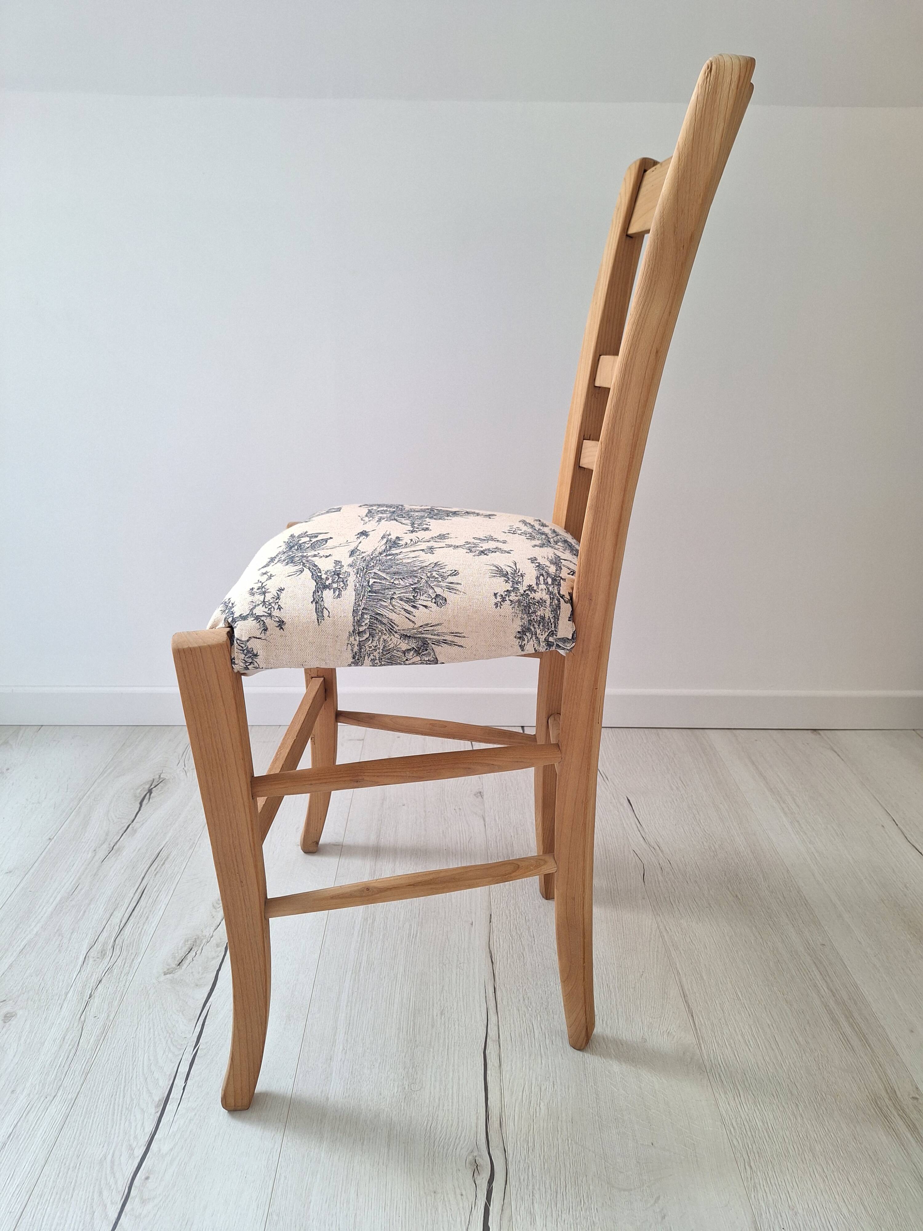 Chaise de campagne en toile de Jouy bleu