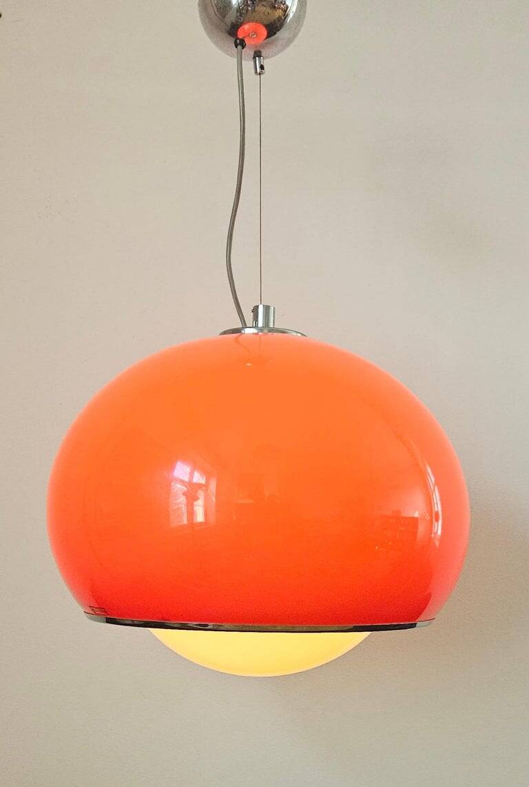 Large Midcentury Pendant Meblo, Space Age, Harvey Guzzini, Italy, 1970s
