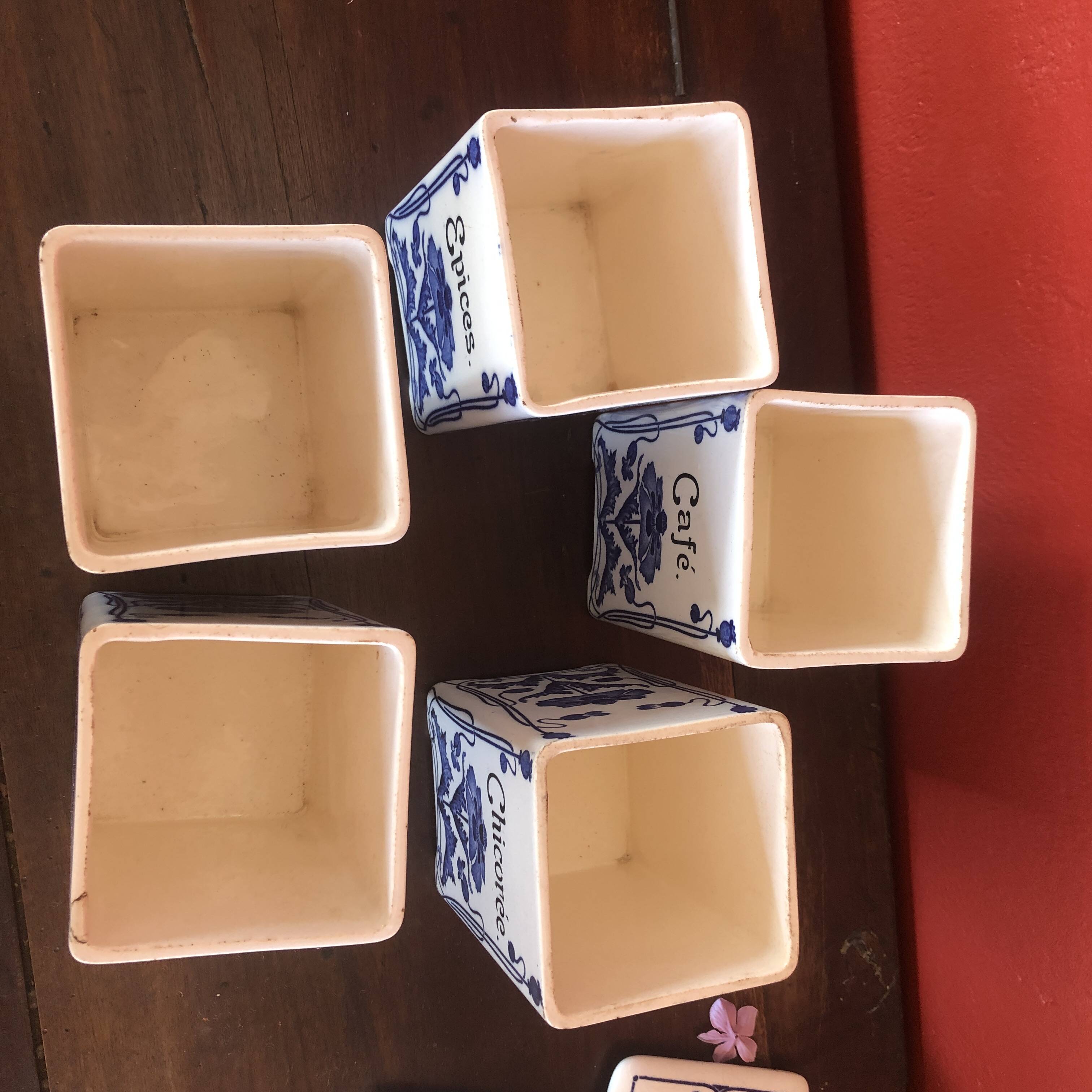 5 cobalt blue flower spice jar