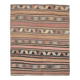 1970s Vintage Turkish Oushak Handmade Wool Cotton Brown Kilim Rug 148x174