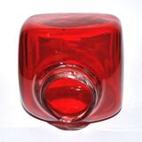 DESIGN square vase in red lined blown glass 11cm dlg Whitefriars