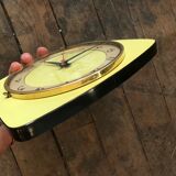 Vintage clock star Formica yellow wall pendulum