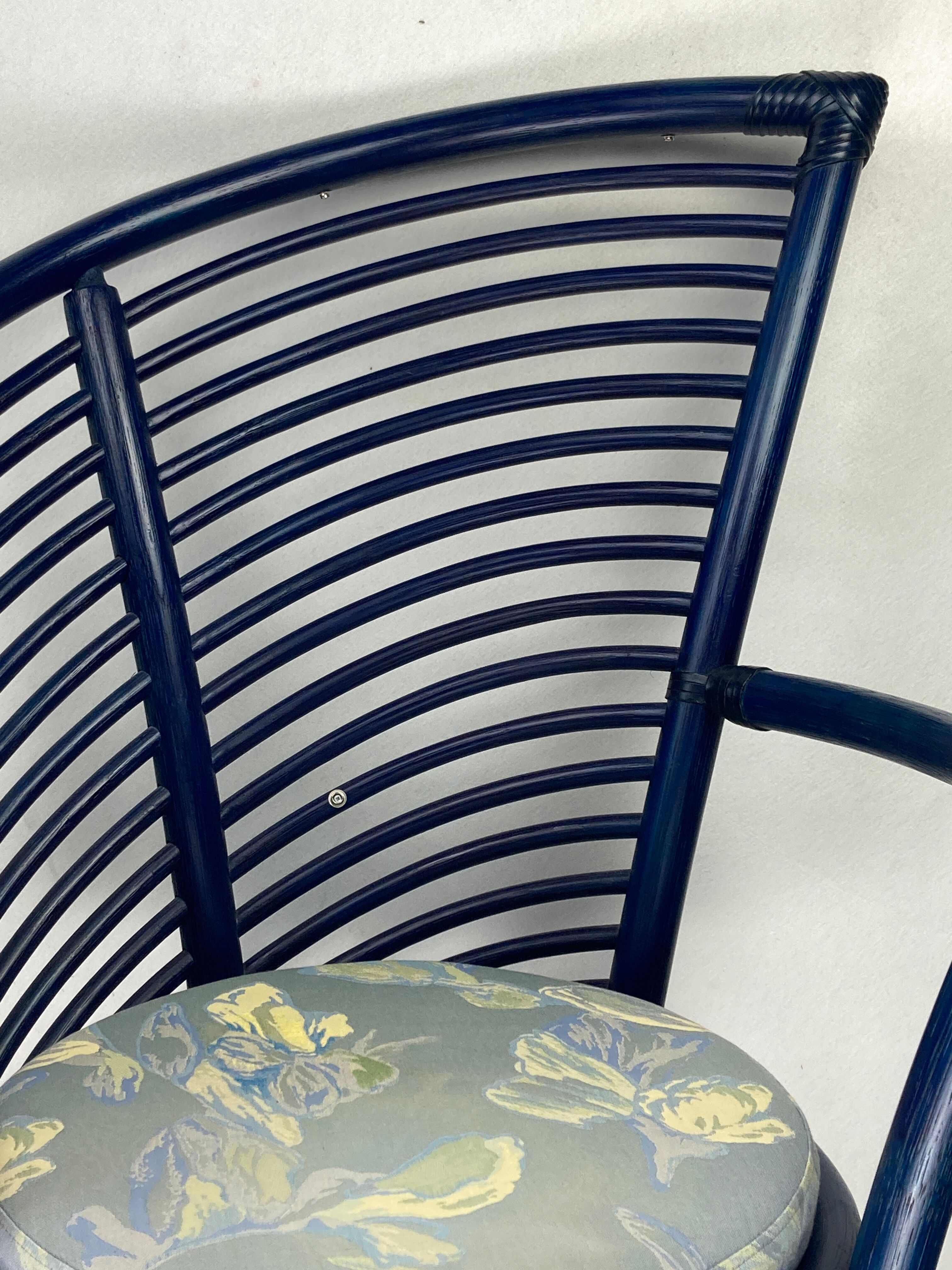 Set of 4 sculptural rattan bamboo dining chairs, Flechtatelier Schütz, Germany 1980s