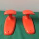 Pair of Patère coat rack Syla France plastic orange design 70s