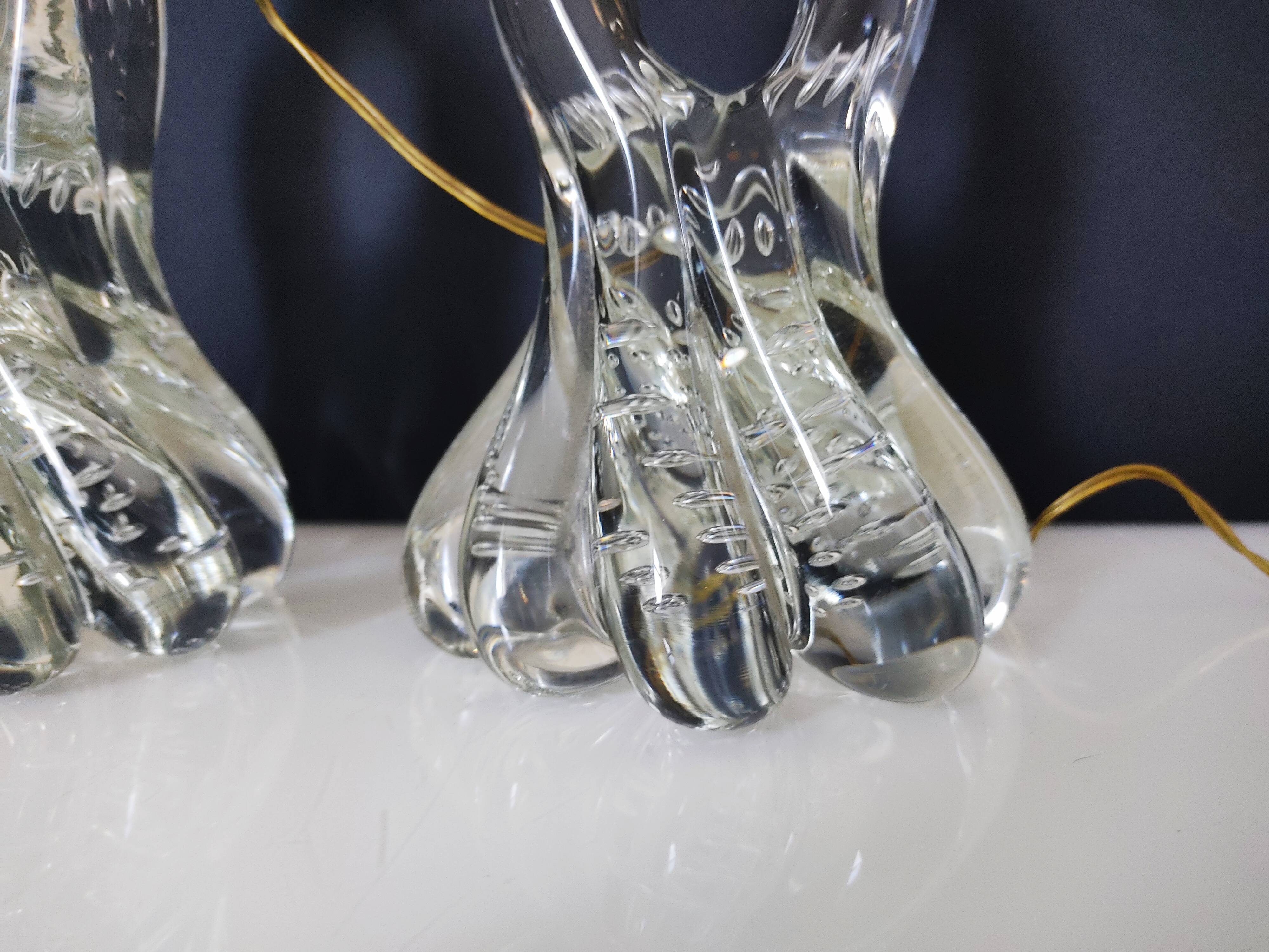 Paire de pieds de lampe verre de Murano