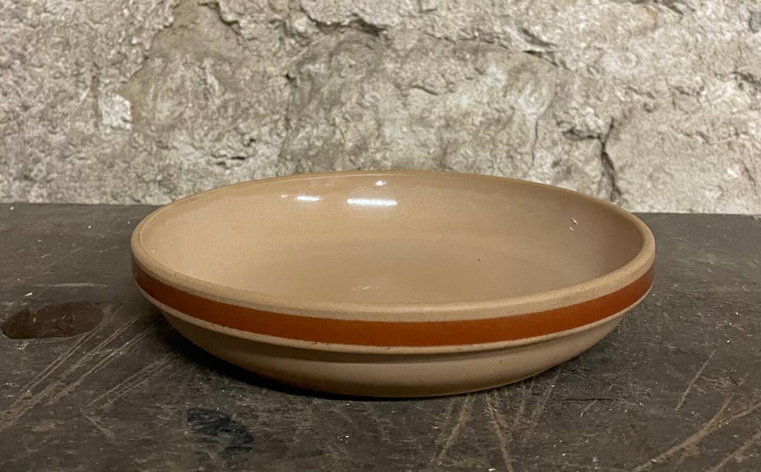 Set of 4 authentic stoneware soup plates signed GIEN
