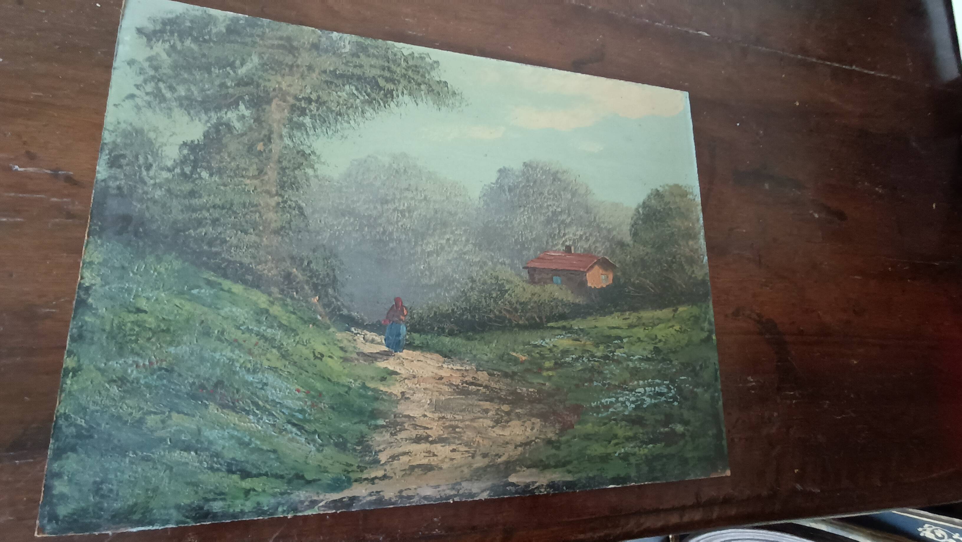 Peinture à l'huile sur carton, première moitié du XXe siècle, signée