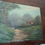 Peinture à l'huile sur carton, première moitié du XXe siècle, signée