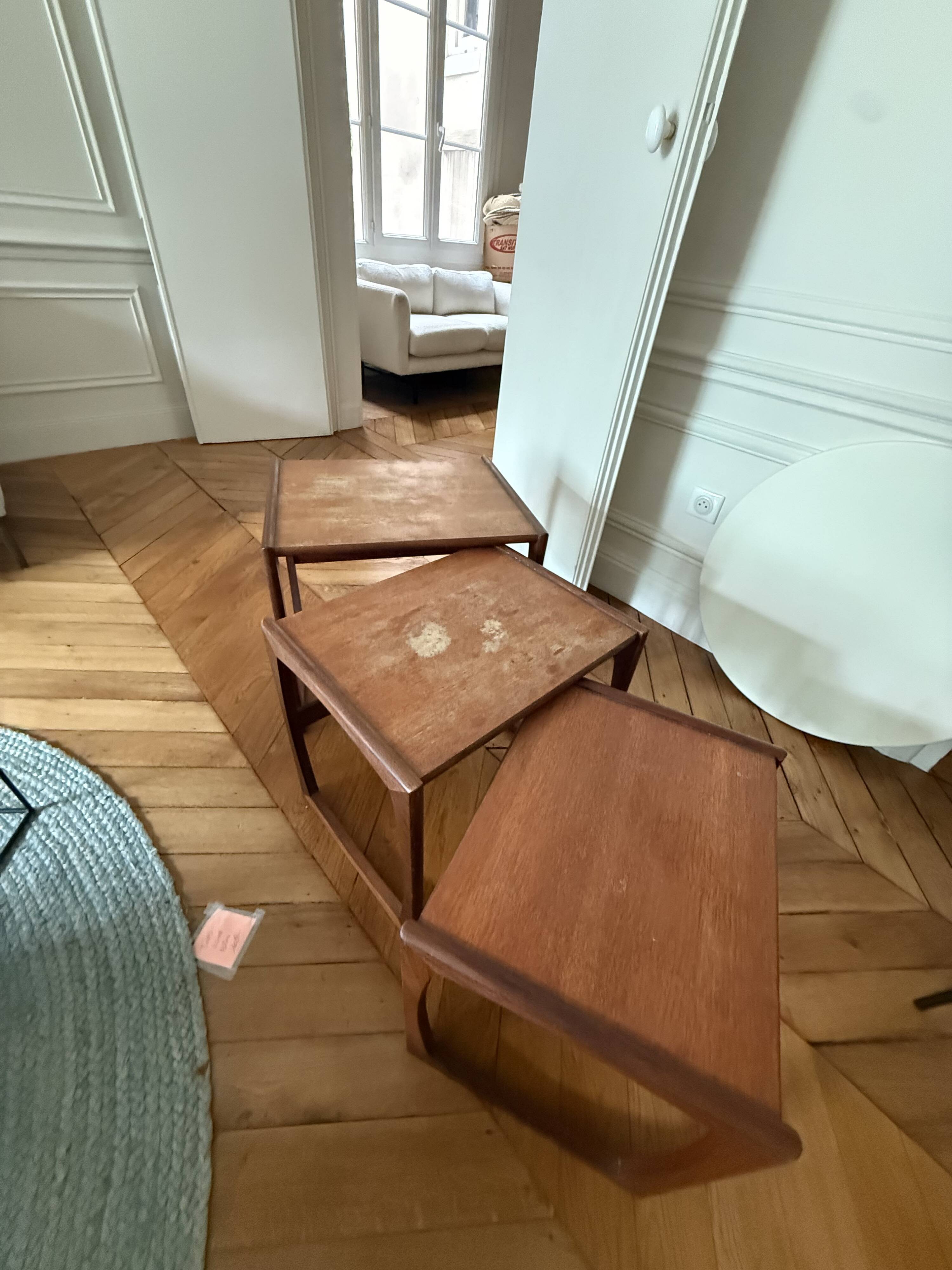 Set of 3 Scandinavian nesting tables from the 60s