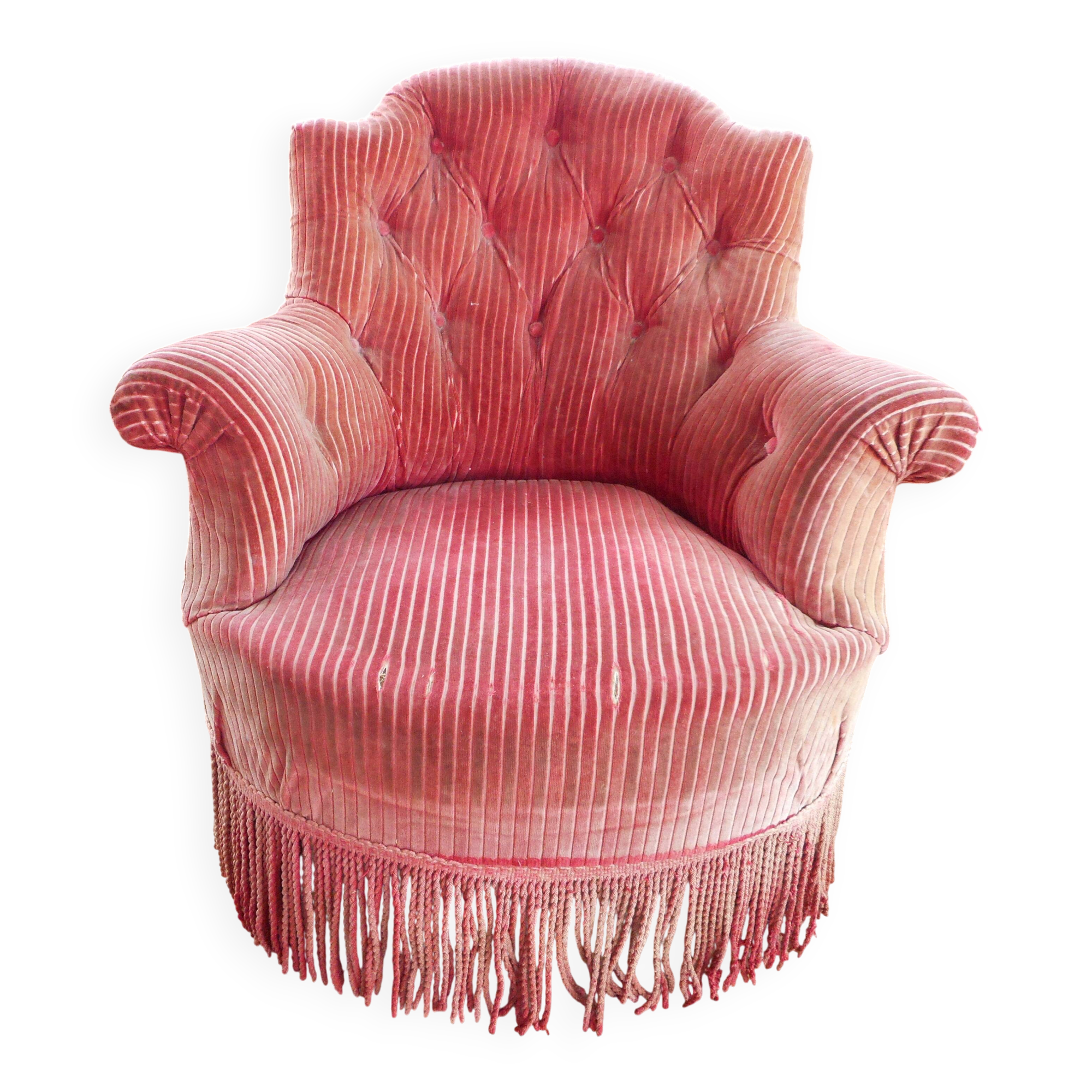 Retro Toad armchair in pink velvet