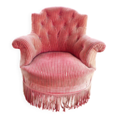 Fauteuil Crapaud rétro en velours rose