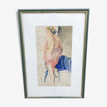 Nude watercolor by Pierre Vallet